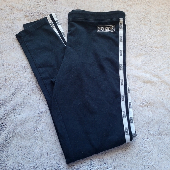 ⭐3/$15⭐ PINK Black Women's Leggings - Size M (fit small) - Picture 1 of 4